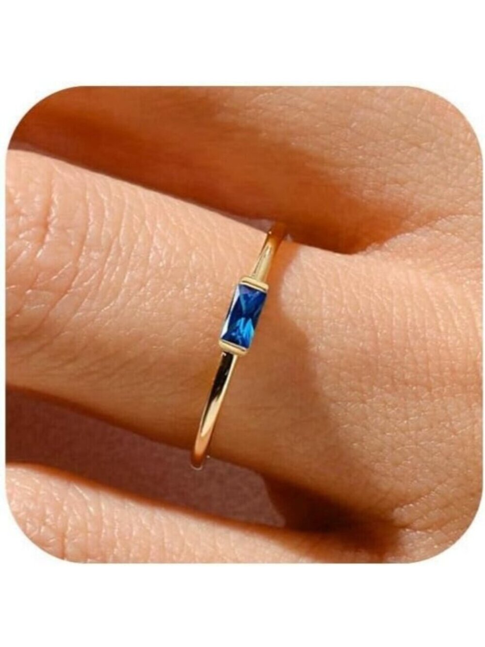 Women Purple/gold Non Tarnish Dainty 14k Gold Plated Baguette Emerald Stone Ring